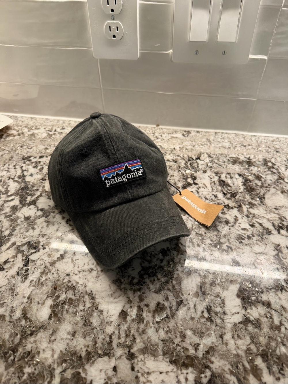 Patagonia Black Baseball Cap with Multicolor P-6 Logo